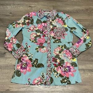 Soft Surroundings Floral Roses Button Down Tunic